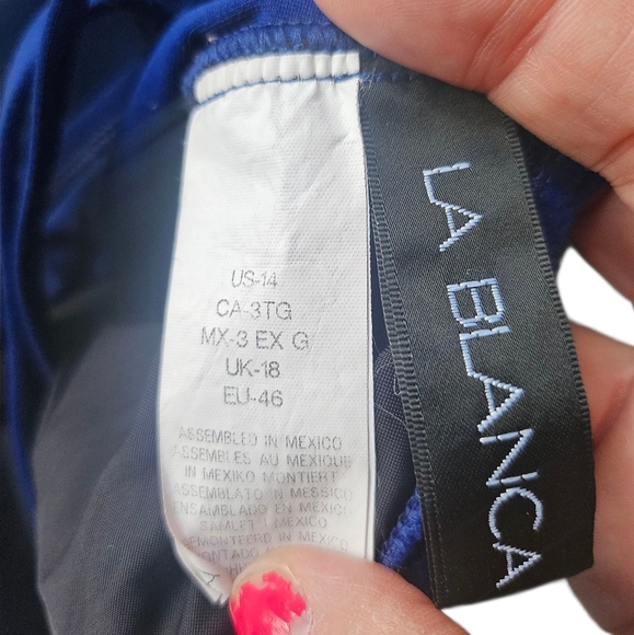 La Blanca Island Goddess Multi Strap Criss Cross One Piece Swimsuit Indigo Sz 14 - Picture 2 of 9